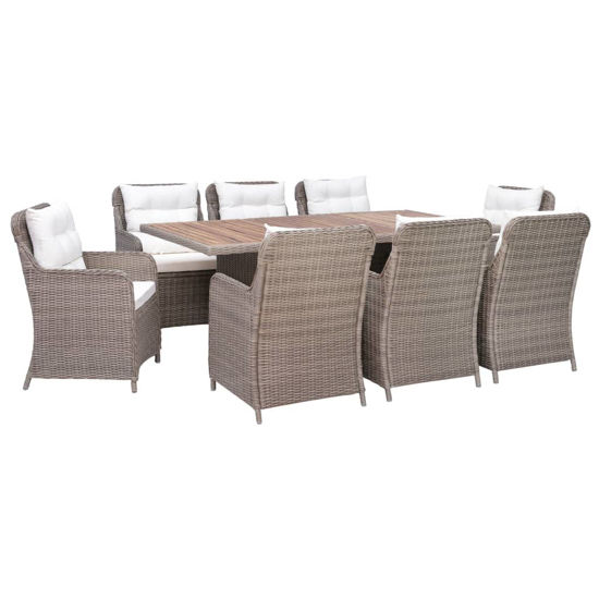 Picture of Outdoor Dining Set with Cushions 9 Piece - Brown