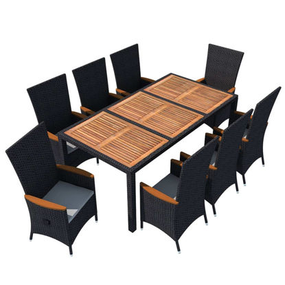Picture of Outdoor Dining Set - Black 9 Pcs