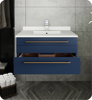 Picture of Lucera 30" Royal Blue Wall Hung Modern Bathroom Cabinet w/ Top & Undermount Sink