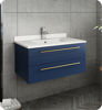 Picture of Lucera 30" Royal Blue Wall Hung Undermount Sink Modern Bathroom Vanity w/ Medicine Cabinet