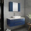 Picture of Lucera 42" Royal Blue Wall Hung Vessel Sink Modern Bathroom Vanity w/ Medicine Cabinet