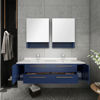 Picture of Lucera 60" Royal Blue Wall Hung Double Undermount Sink Modern Bathroom Vanity w/ Medicine Cabinets