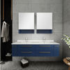 Picture of Lucera 60" Royal Blue Wall Hung Double Undermount Sink Modern Bathroom Vanity w/ Medicine Cabinets