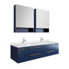 Picture of Lucera 60" Royal Blue Wall Hung Modern Bathroom Cabinet w/ Top & Double Undermount Sinks