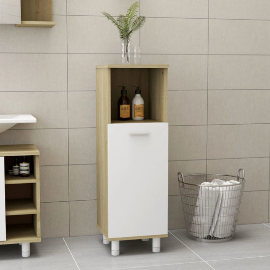 Picture of 11" Bathroom Cabinet - White and Sonoma Oak