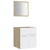 Picture of 16" Bathroom Furniture Set with Mirror - White and Sonoma Oak