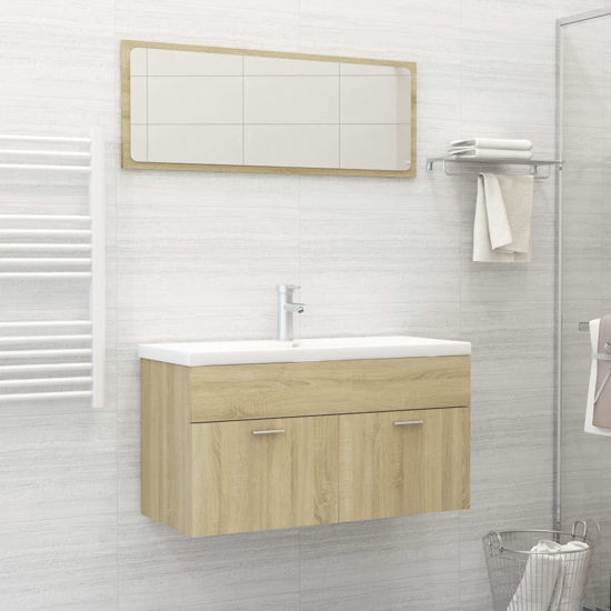 Picture of 35" Bathroom Furniture Set with Mirror - Sonoma Oak