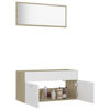Picture of 35" Bathroom Furniture Set with Mirror - White and Sonoma Oak