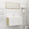 Picture of 35" Bathroom Furniture Set with Mirror - White and Sonoma Oak