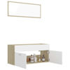 Picture of 39" Bathroom Furniture Set with Mirror - White and Sonoma Oak