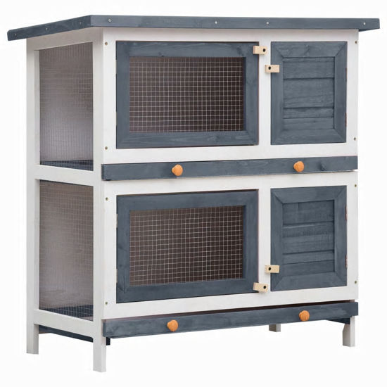 Picture of Outdoor Rabbit Hutch - Gray Wood