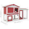 Picture of Outdoor Large Rabbit Hutch - Red and White Wood