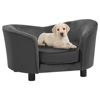 Picture of Dog Plush and Faux Leather Sofa - Dark Gray