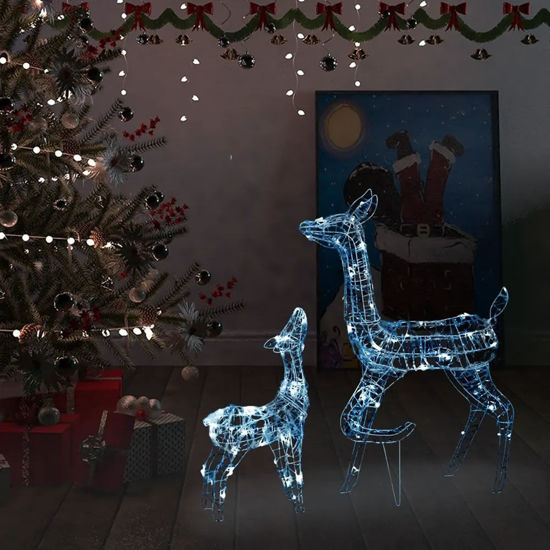 Picture of Christmas Decor Acrylic Reindeers with LED - White