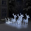 Picture of 9' Christmas Decor Acrylic Reindeers & Sleigh - C White