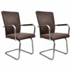 Picture of Dining Suede Leather Chairs with Armrest - 2 pc Brown