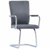 Picture of Dining Suede Leather Chairs with Armrest - 2 pc Gray