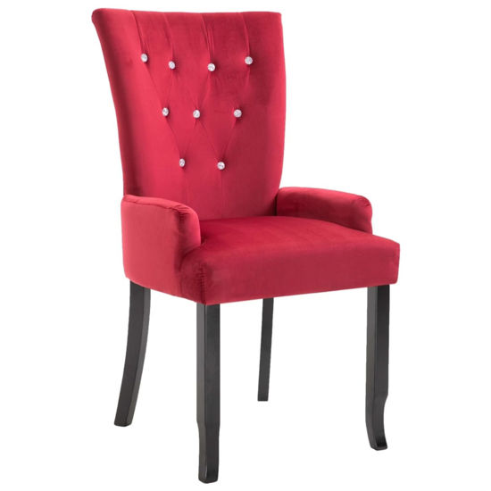 Picture of Velvet Dining Chairs with Armrest - 1 pc Red