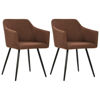 Picture of Dining Fabric Chairs with Armrest - 2 pc Brown