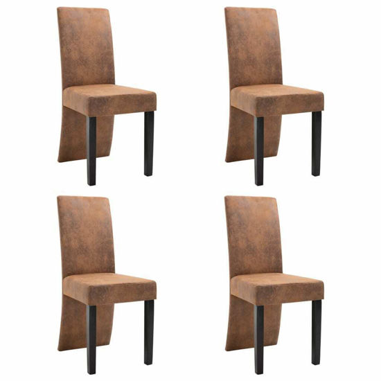 Picture of Suede Dining Chairs - 4 pc Brown