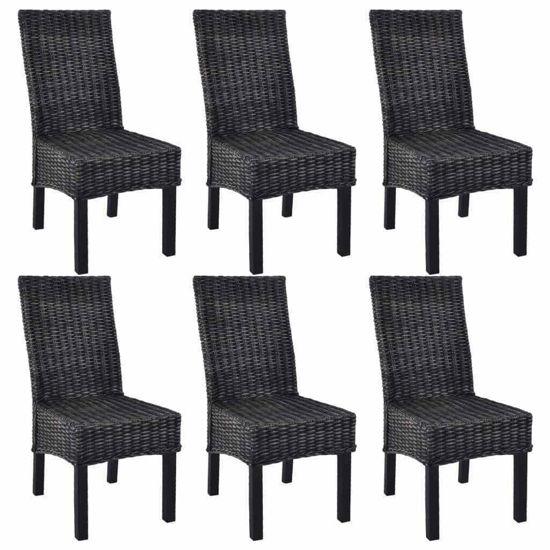 Picture of Dining Rattan Wooden Chairs MW - 6 pc Black