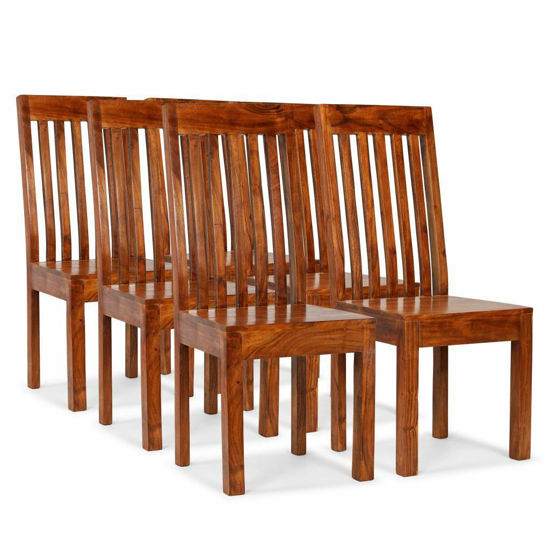 Picture of Wooden Dining Chairs - 6 pc Brown