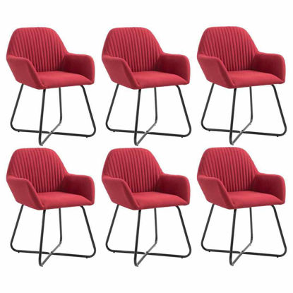 Picture of Dining Fabric Chairs with Armrest - 6 pc W Red
