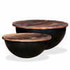 Picture of Living Room Round Wooden Coffee Table with Storage - 2 pc Black