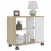 Picture of 2Tone Wooden Side Table with Shelves on Wheels 28"