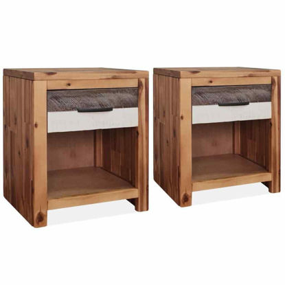 Picture of Wooden Bedroom Nightstand Bedside Cabinet 16" - 2 pc