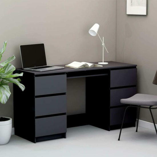 Picture of Wooden Desk with Drawers 55" - Dark Gray