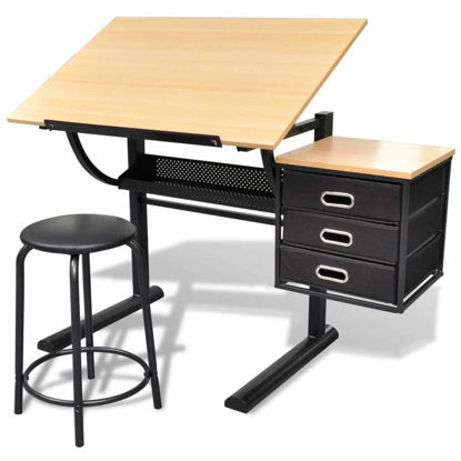 Picture of Drawing Tilting Table with Drawers and Stool 47"