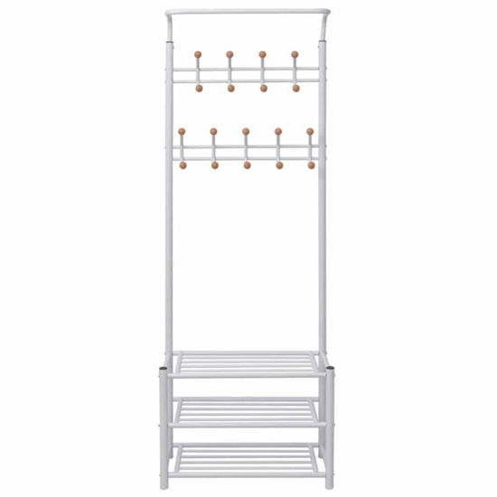 Picture of Hallway Mudroom Clothes Rack with Shoe Storage 27" - White