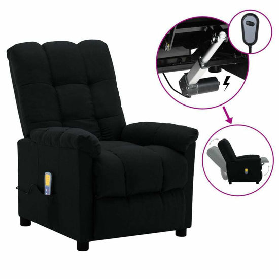 Picture of Living Room Fabric Electric Recliner Massager Chair - Black