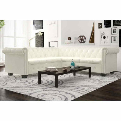 Picture of Living Room L-Shaped Faux Leather Sofa 81" - White