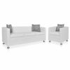 Picture of Faux Leather 3-Seater Sofa Set with Chair 67" - White