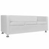 Picture of Faux Leather 3-Seater Sofa Set with Chair 67" - White