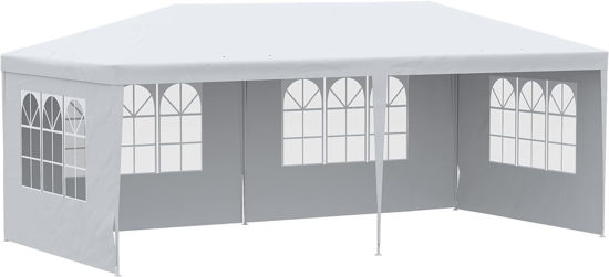 Picture of Outdoor 10' x 20' Gazebo Canopy Tent with 4 Removable Walls - White
