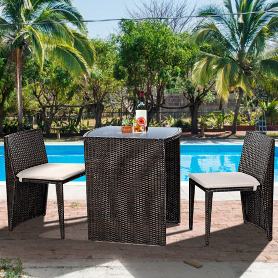 Picture of Outdoor Patio Furniture Seat - 3 Pcs Brown