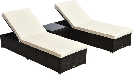Picture of Outdoor Lounge Chairs with Table - 3 Piece Black
